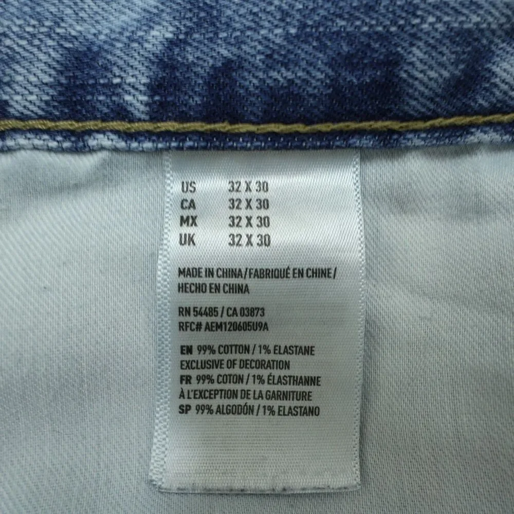 American Eagle Jeans Mens Size 32x30 Blue Slim Fit Straight Denim Light Wash